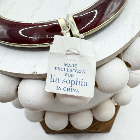 Lia Sophia NEW Burgundy Enamel Stretch Bangle Bracelet Fall Autumn Gold Tone - Picture 5 of 8